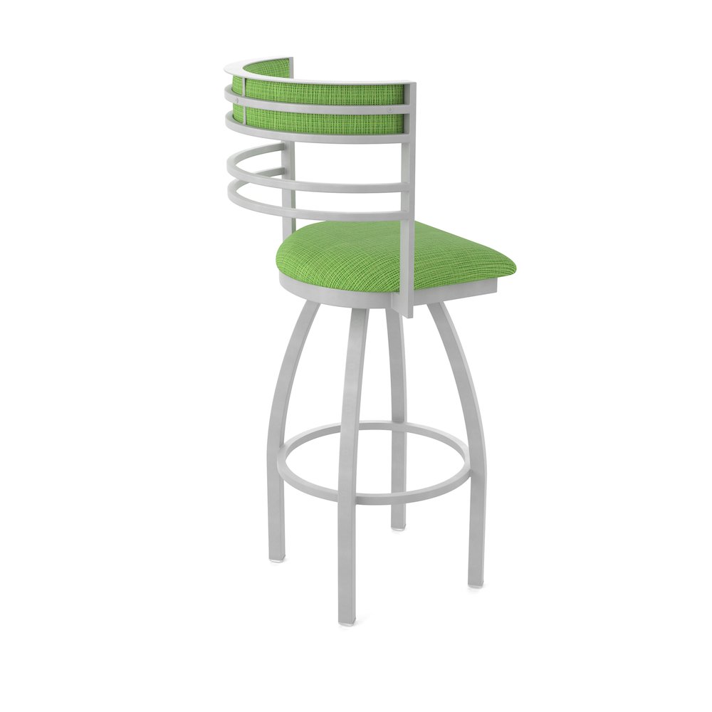 Swivel Counter Stool with Anodized Nickel Finish and Graph Parrot Seat and Back. Picture 2