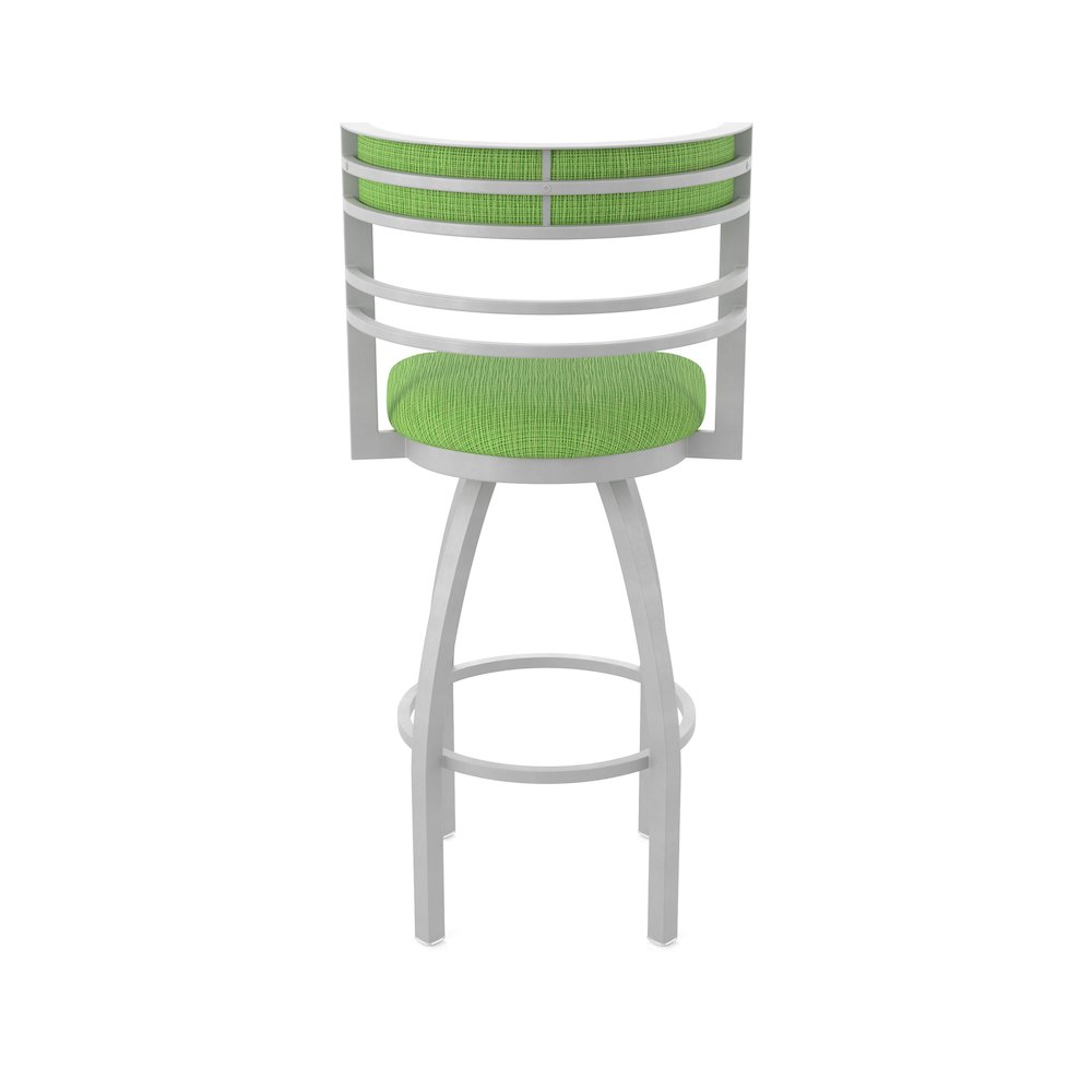 Swivel Counter Stool with Anodized Nickel Finish and Graph Parrot Seat and Back. Picture 6