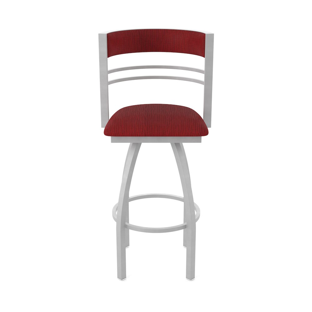 Swivel Counter Stool with Anodized Nickel Finish and Graph Ruby Seat and Back. Picture 5
