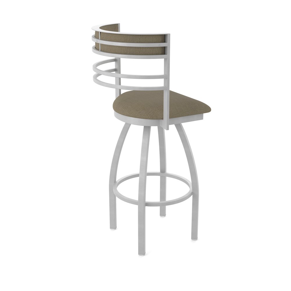 Swivel Counter Stool with Anodized Nickel Finish and Graph Cork Seat and Back. Picture 2