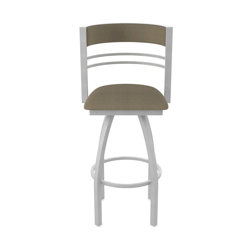 Swivel Counter Stool with Anodized Nickel Finish and Graph Cork Seat and Back. Picture 5