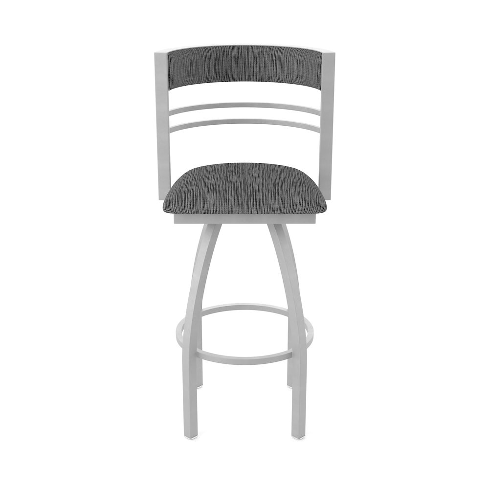 Swivel Counter Stool with Anodized Nickel Finish and Graph Coal Seat and Back. Picture 5