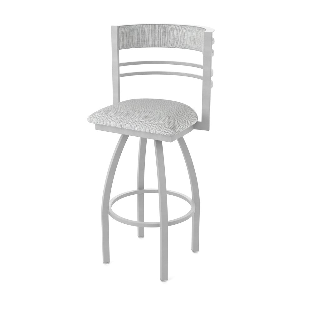 Swivel Counter Stool with Anodized Nickel Finish and Graph Alpine Seat and Back. Picture 1