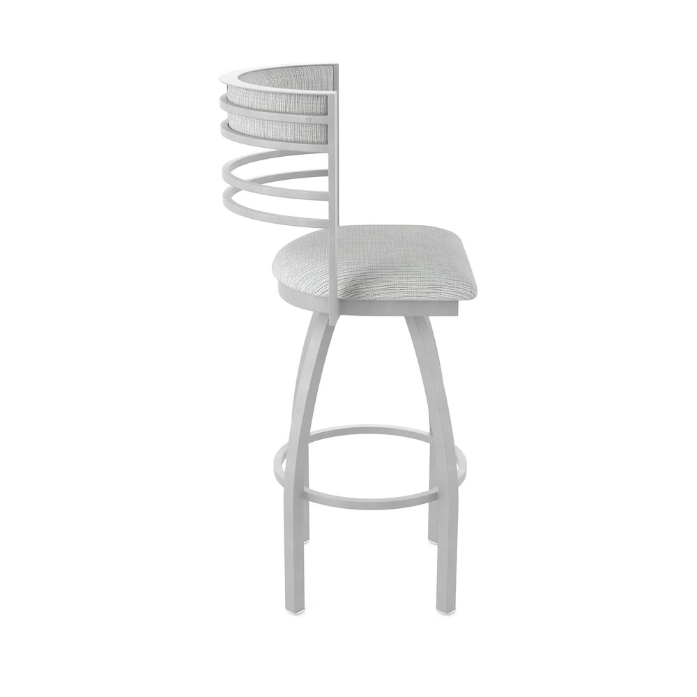 Swivel Counter Stool with Anodized Nickel Finish and Graph Alpine Seat and Back. Picture 4