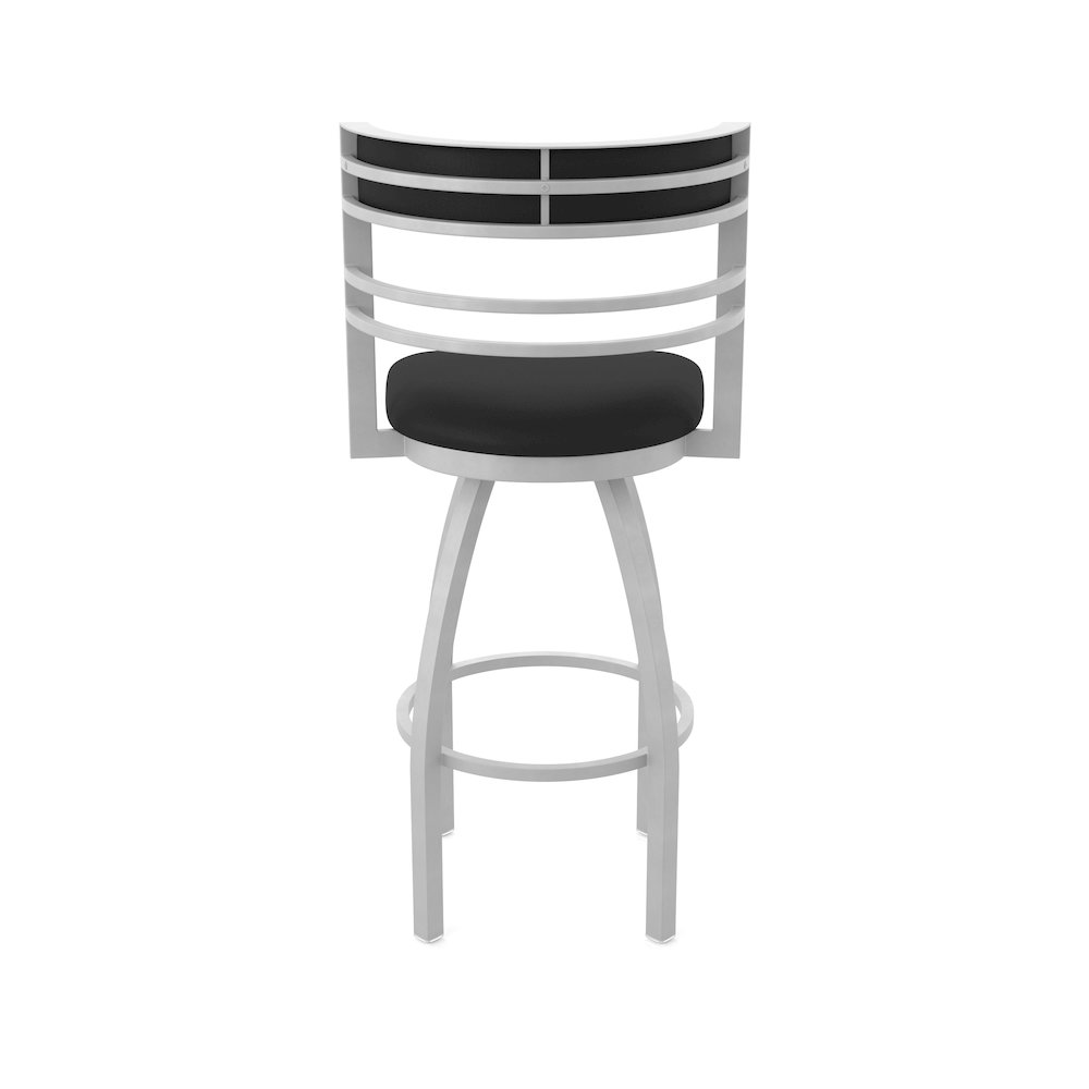 Swivel Counter Stool with Anodized Nickel Finish and Black Vinyl Seat and Back. Picture 6