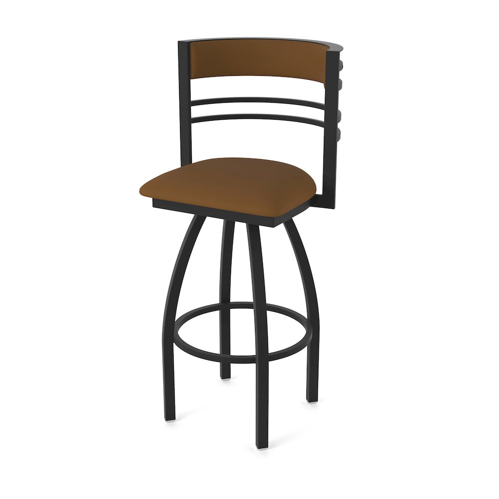 Swivel Counter Stool with Black Wrinkle Finish and Canter Thatch Seat and Back. Picture 1