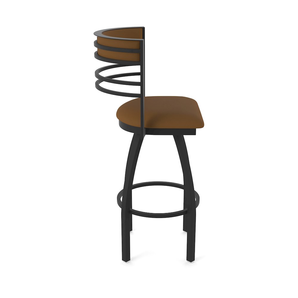 Swivel Counter Stool with Black Wrinkle Finish and Canter Thatch Seat and Back. Picture 4