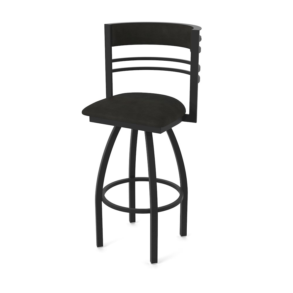 Swivel Counter Stool with Black Wrinkle Finish and Canter Espresso Seat and Back. Picture 1