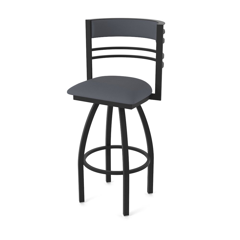 Swivel Counter Stool with Black Wrinkle Finish and Canter Storm Seat and Back. Picture 1