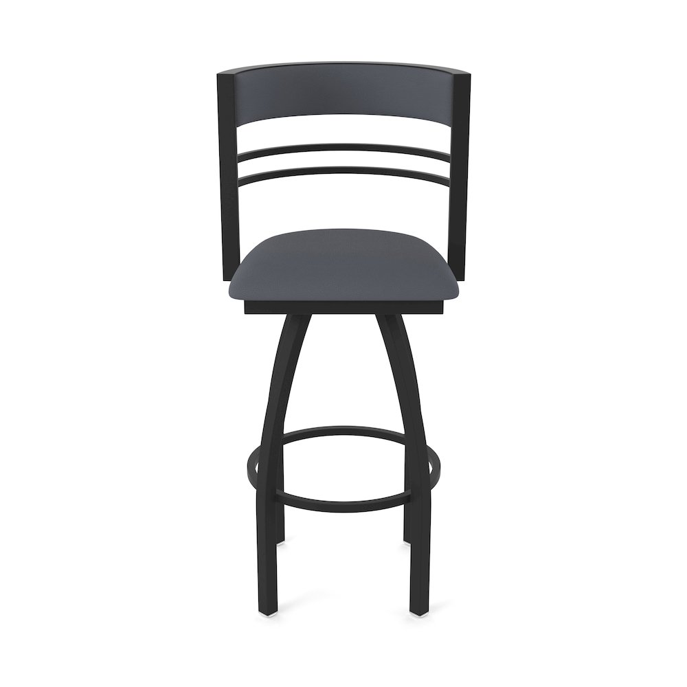 Swivel Counter Stool with Black Wrinkle Finish and Canter Storm Seat and Back. Picture 5
