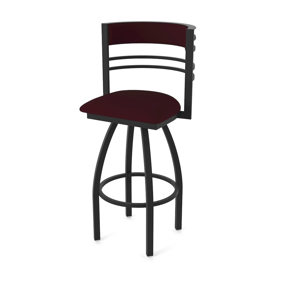 Swivel Counter Stool with Black Wrinkle Finish and Canter Bordeaux Seat and Back. Picture 1
