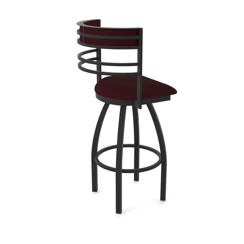 Swivel Counter Stool with Black Wrinkle Finish and Canter Bordeaux Seat and Back. Picture 2
