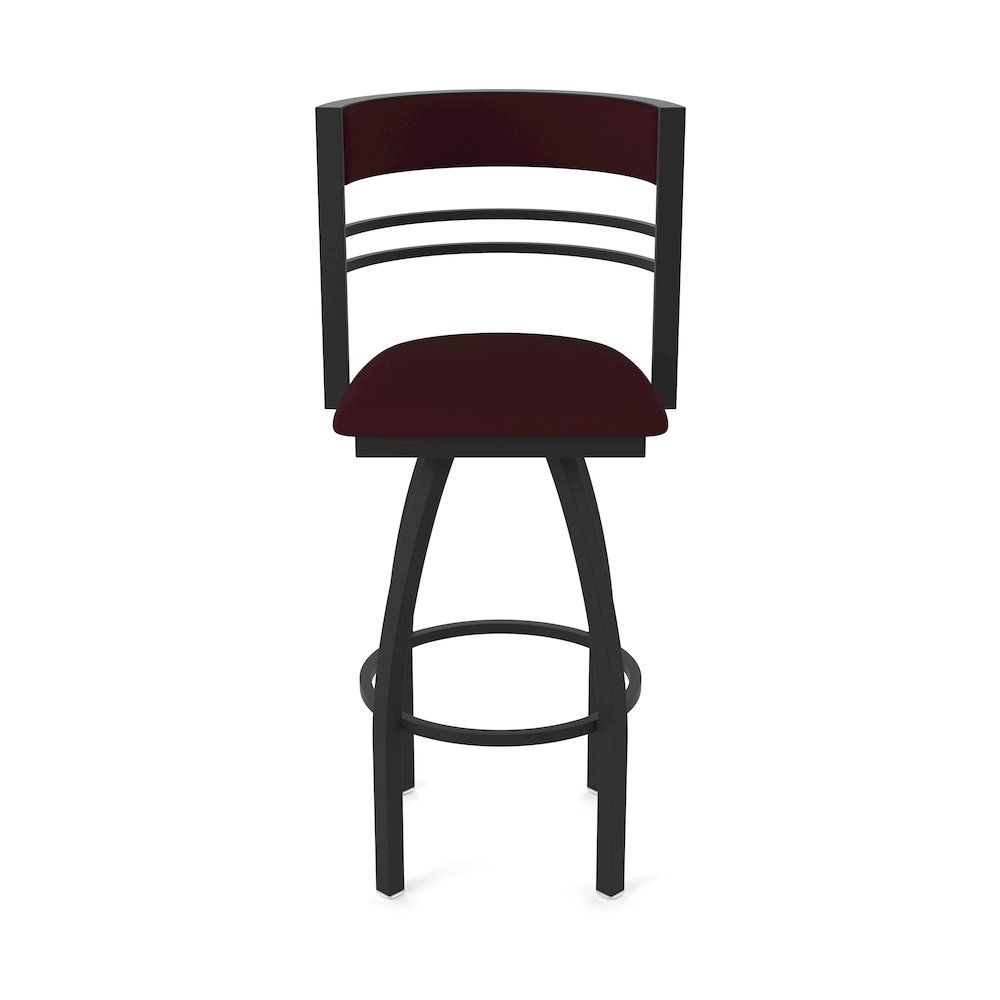 Swivel Counter Stool with Black Wrinkle Finish and Canter Bordeaux Seat and Back. Picture 5