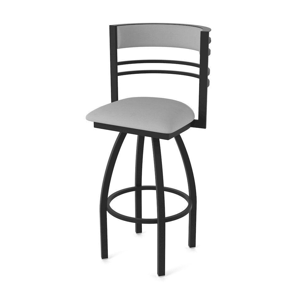 Swivel Counter Stool with Black Wrinkle Finish and Canter Folkstone Grey Seat. Picture 1