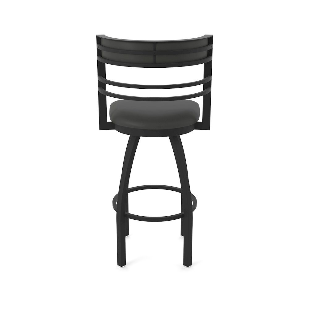 Swivel Counter Stool with Black Wrinkle Finish and Canter Iron Seat and Back. Picture 6