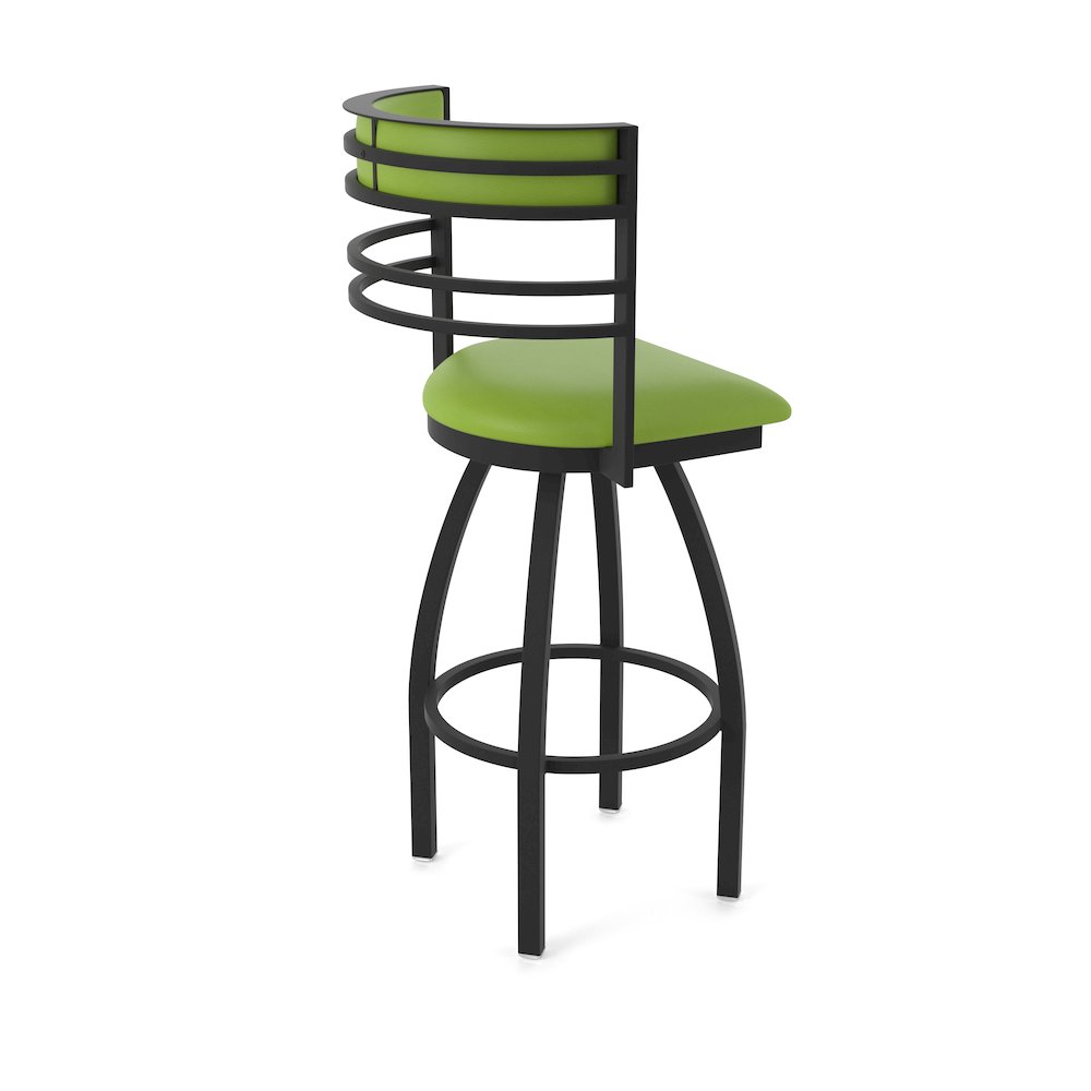 Swivel Counter Stool with Black Wrinkle Finish and Canter Kiwi Green Seat. Picture 2