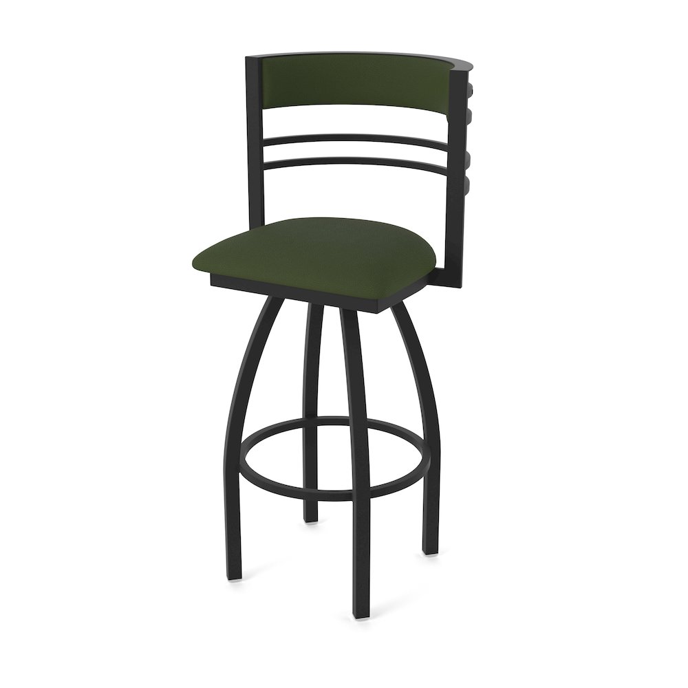 Swivel Counter Stool with Black Wrinkle Finish and Canter Pine Seat and Back. Picture 1