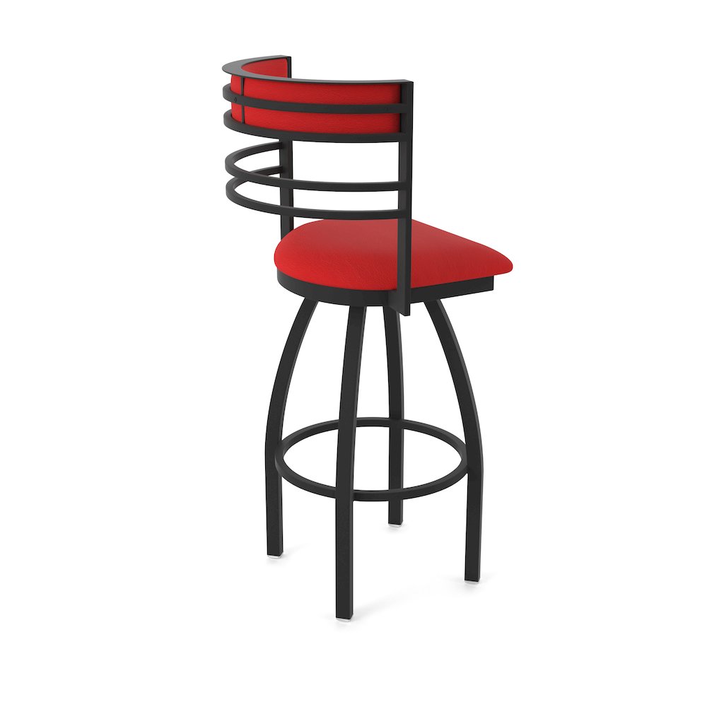 Swivel Counter Stool with Black Wrinkle Finish and Canter Red Seat and Back. Picture 2