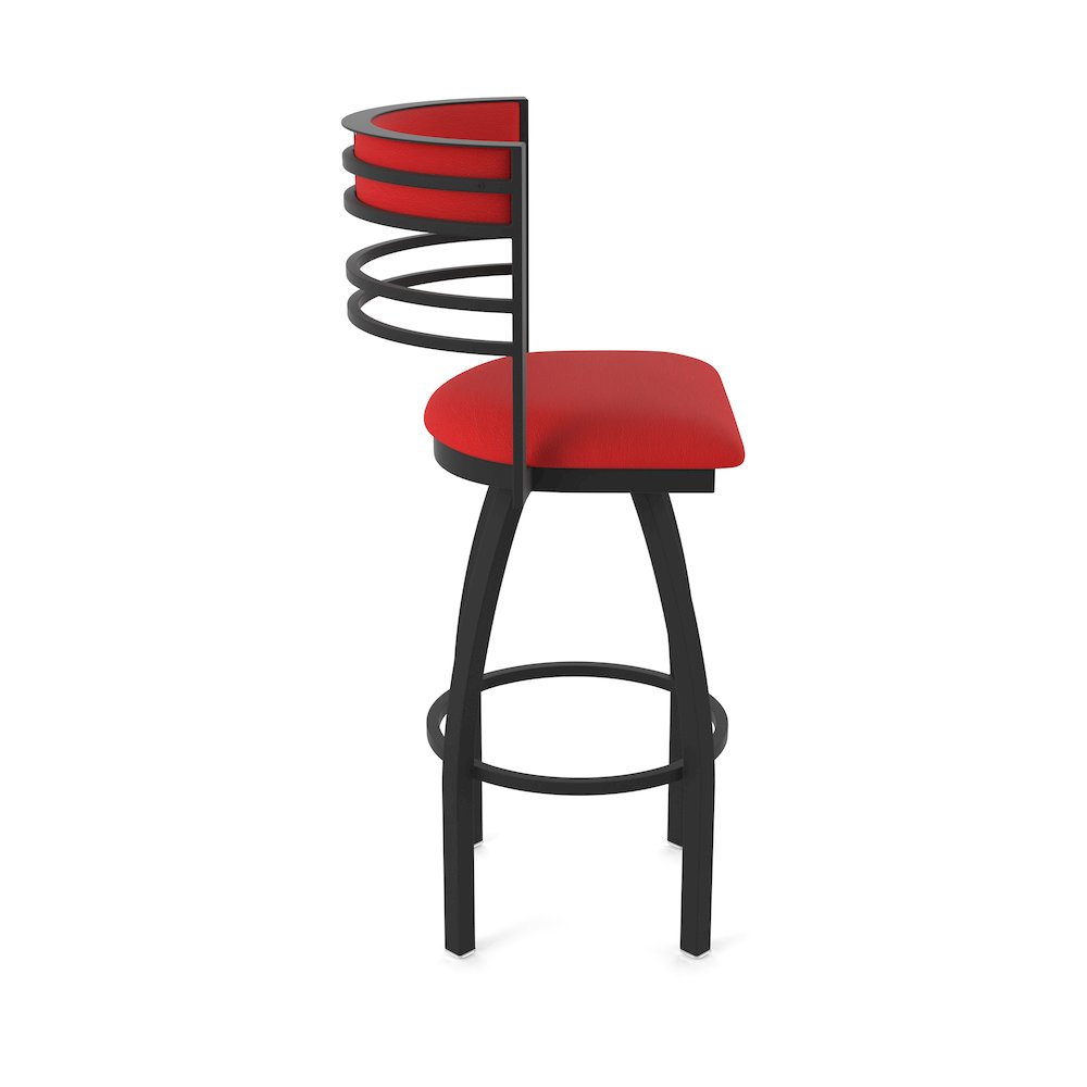Swivel Counter Stool with Black Wrinkle Finish and Canter Red Seat and Back. Picture 4