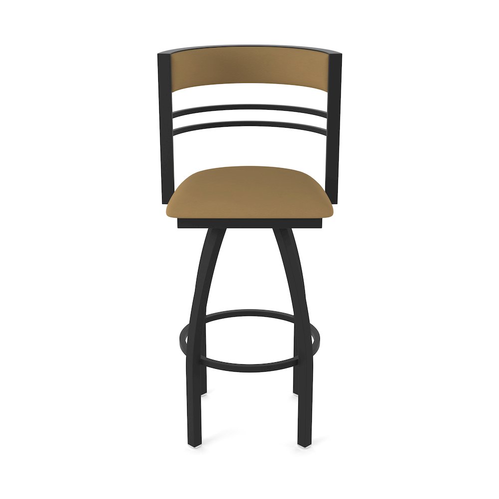 Swivel Counter Stool with Black Wrinkle Finish and Canter Saddle Seat and Back. Picture 5