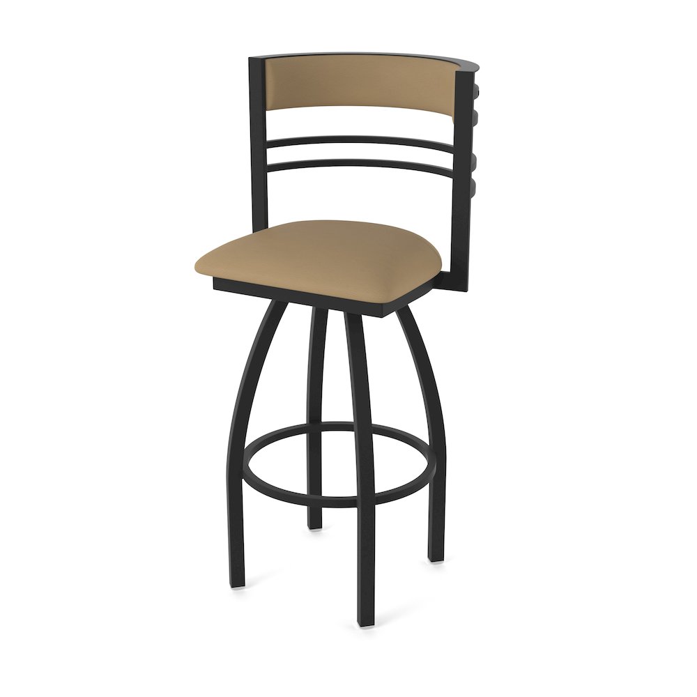 Swivel Counter Stool with Black Wrinkle Finish and Canter Sand Seat and Back. Picture 1