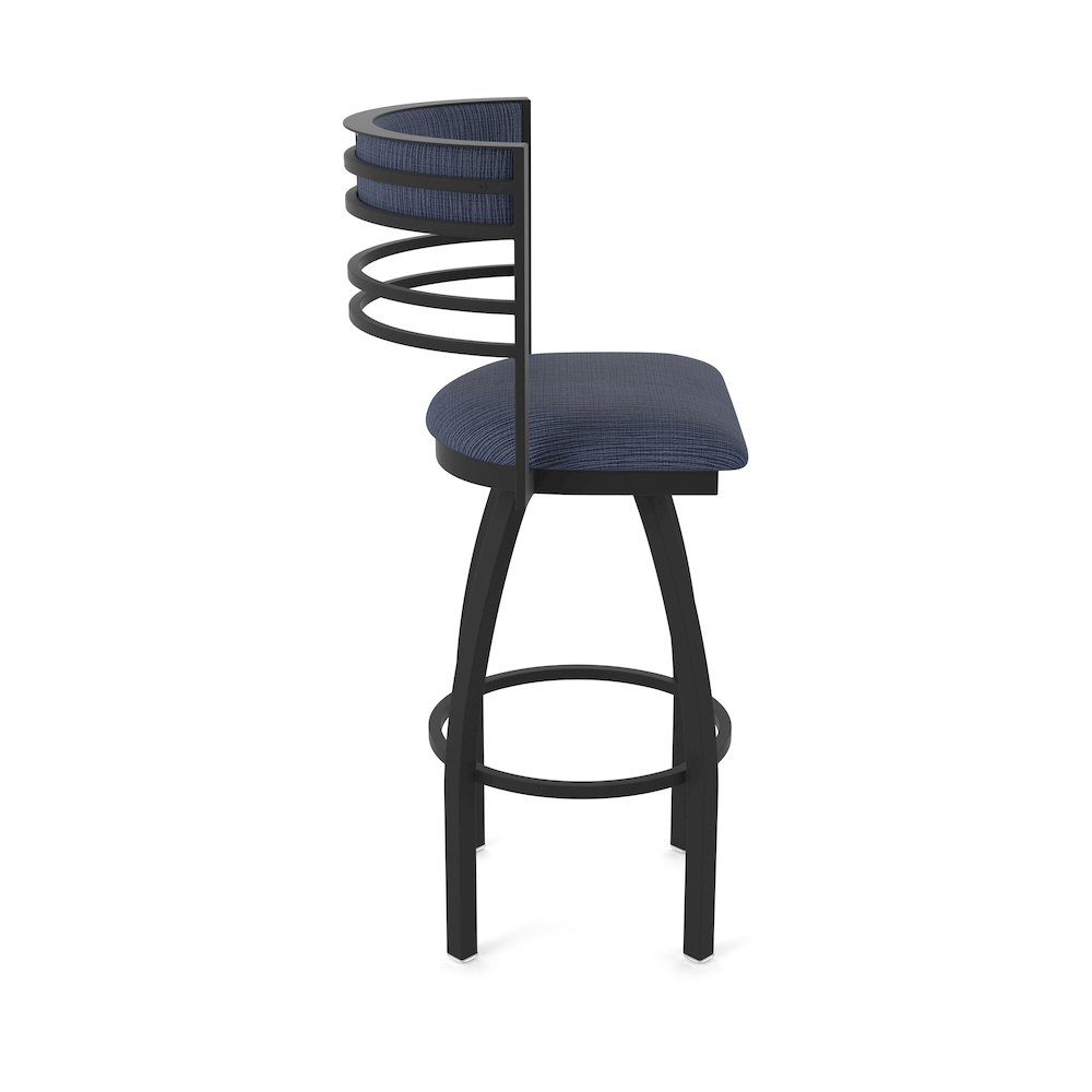 Swivel Counter Stool with Black Wrinkle Finish and Graph Anchor Seat and Back. Picture 4