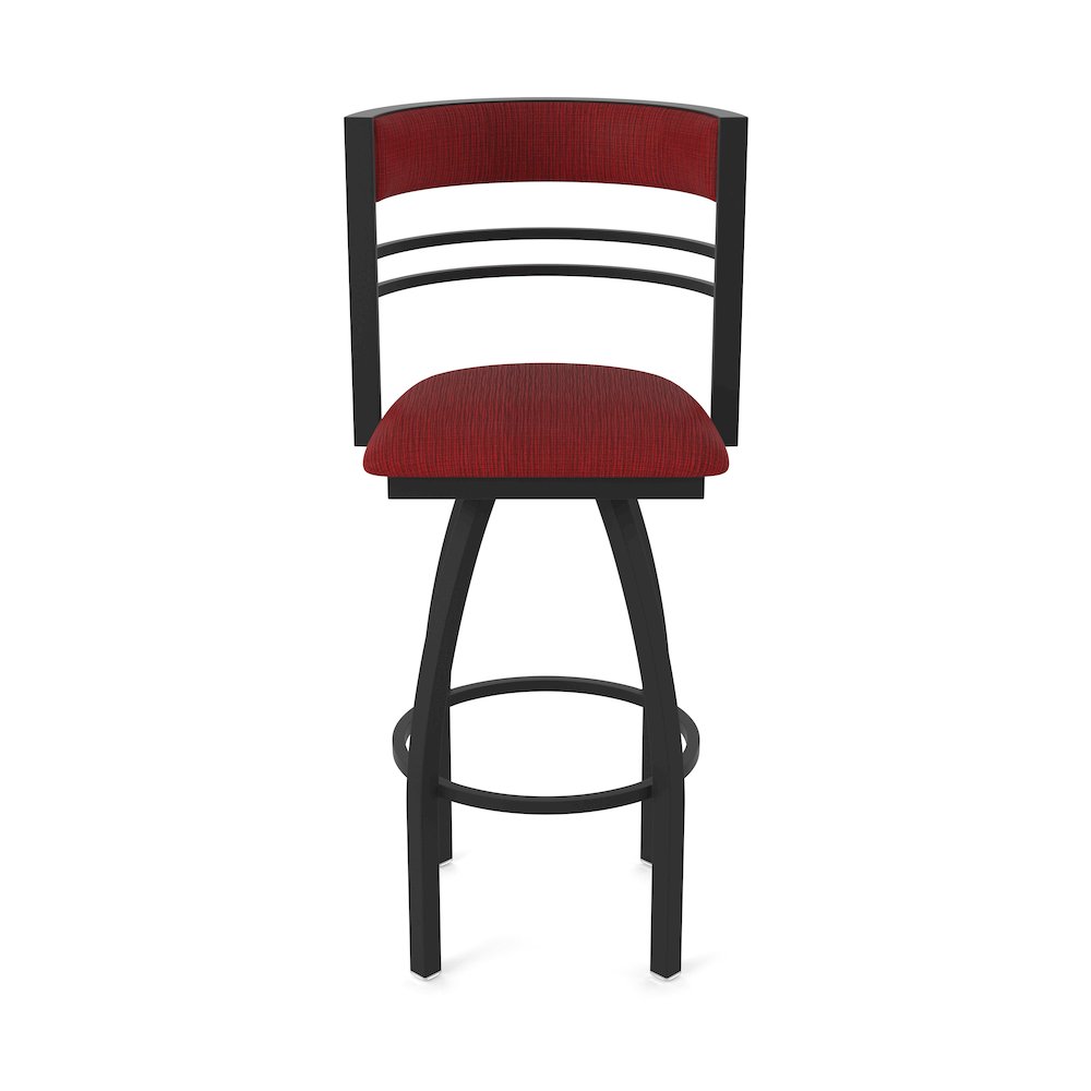 Swivel Counter Stool with Black Wrinkle Finish and Graph Ruby Seat and Back. Picture 5