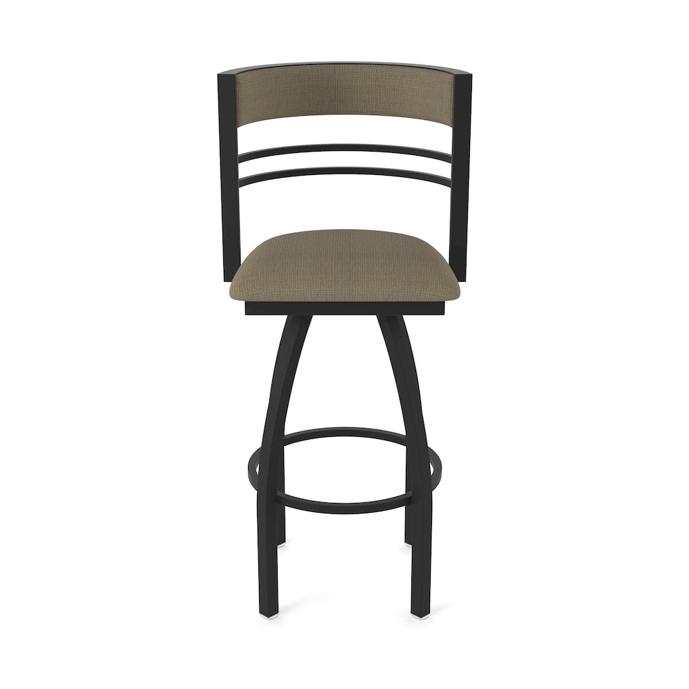 Swivel Counter Stool with Black Wrinkle Finish and Graph Cork Seat and Back. Picture 5