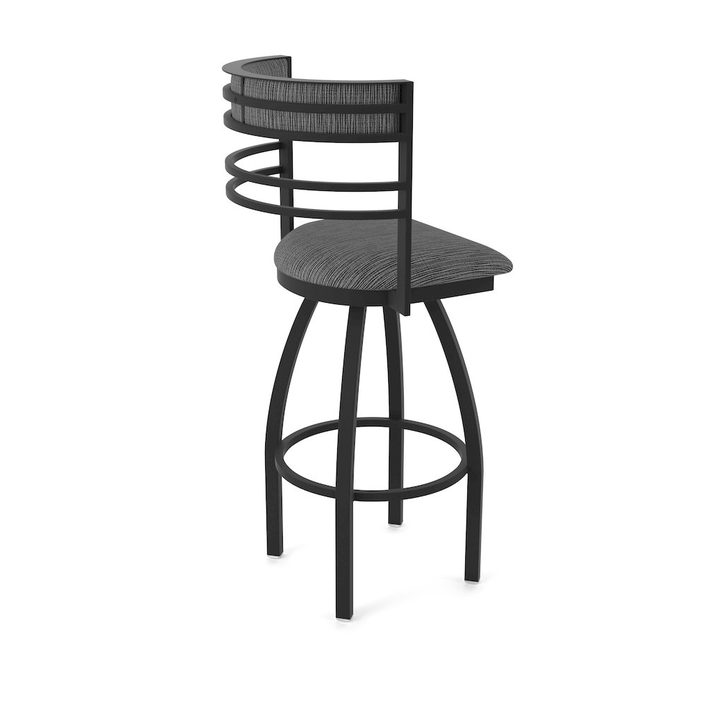 Swivel Counter Stool with Black Wrinkle Finish and Graph Coal Seat and Back. Picture 2