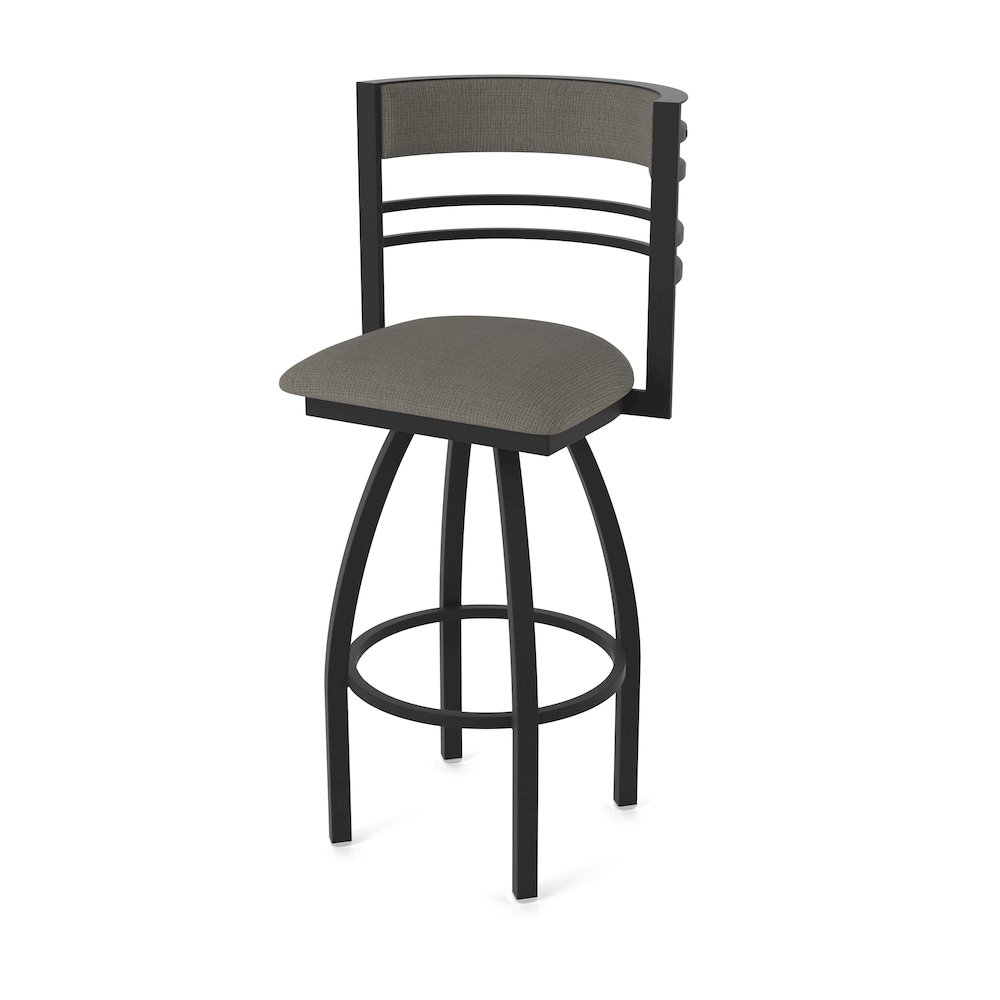 Swivel Counter Stool with Black Wrinkle Finish and Graph Chalice Seat and Back. Picture 1
