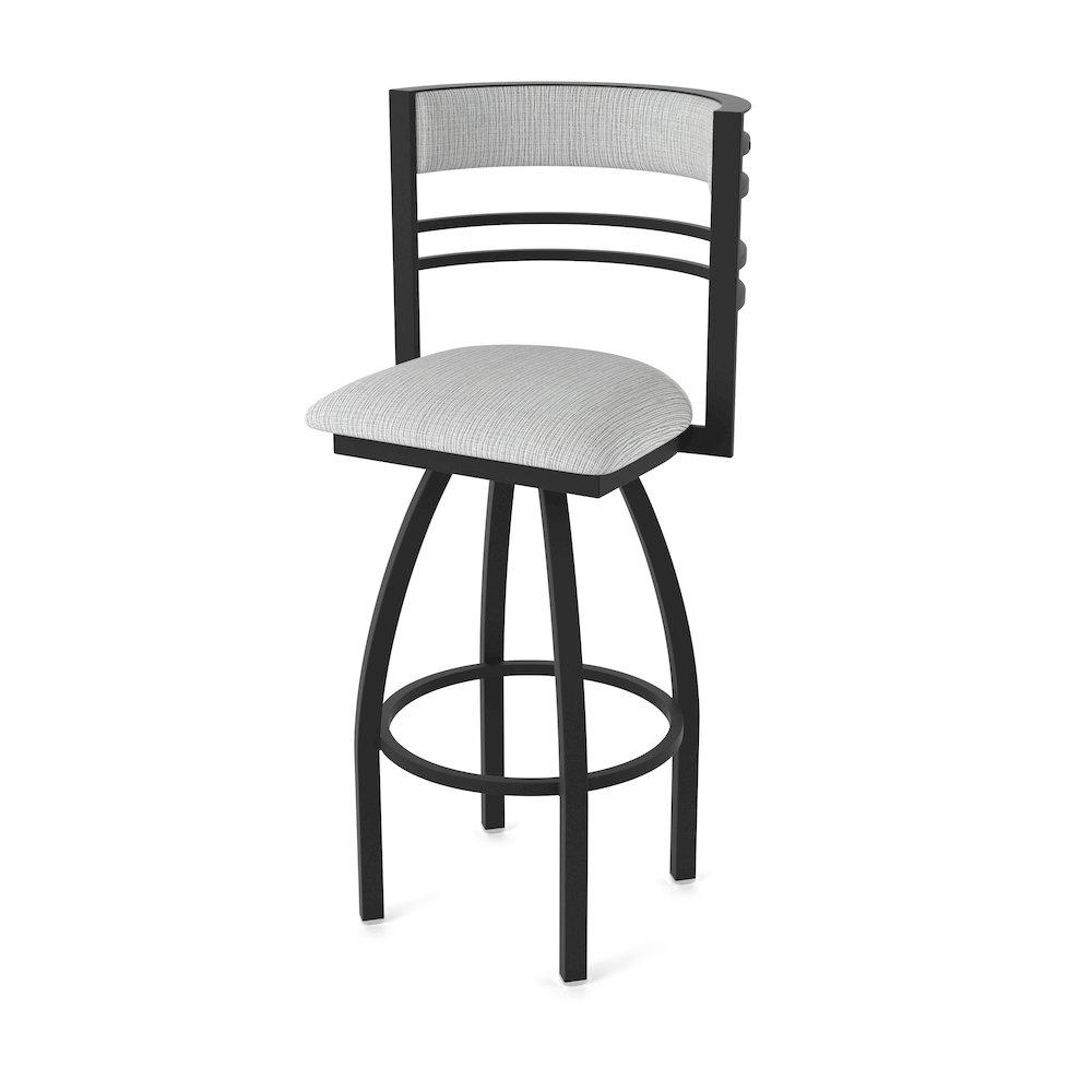 Swivel Counter Stool with Black Wrinkle Finish and Graph Alpine Seat and Back. Picture 1