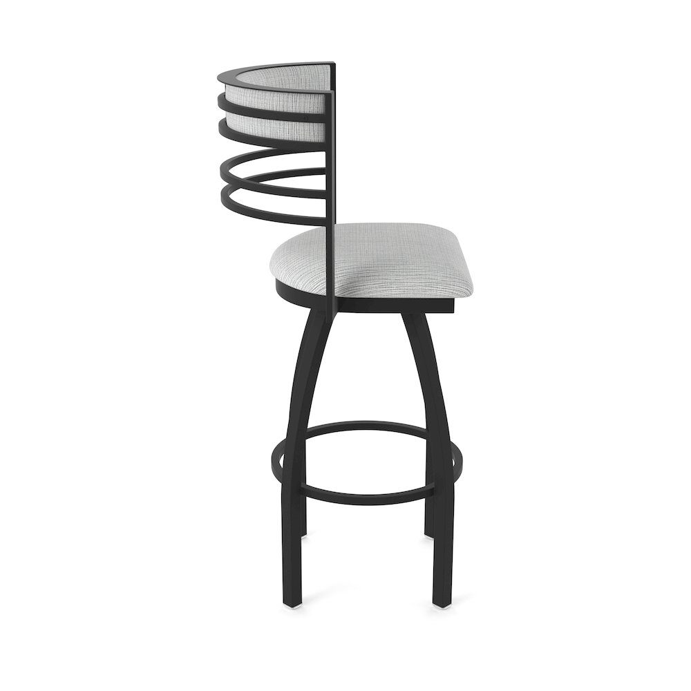 Swivel Counter Stool with Black Wrinkle Finish and Graph Alpine Seat and Back. Picture 4