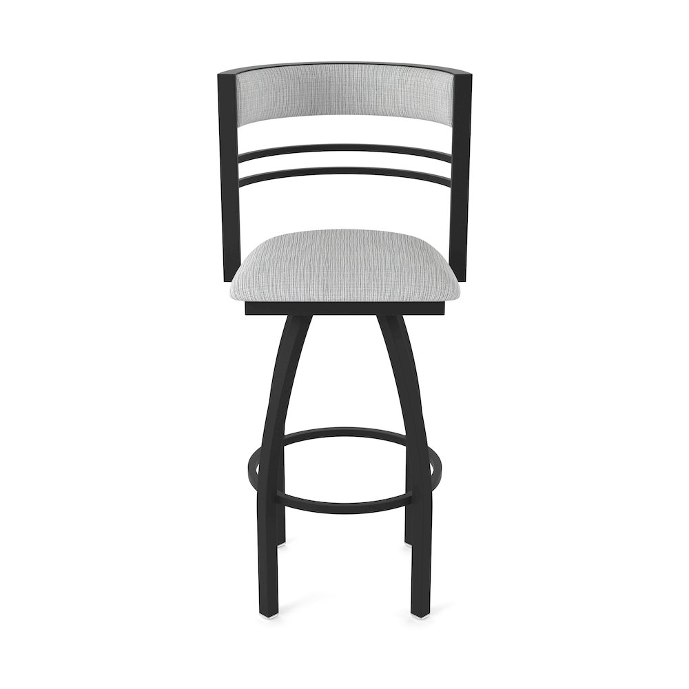 Swivel Counter Stool with Black Wrinkle Finish and Graph Alpine Seat and Back. Picture 5