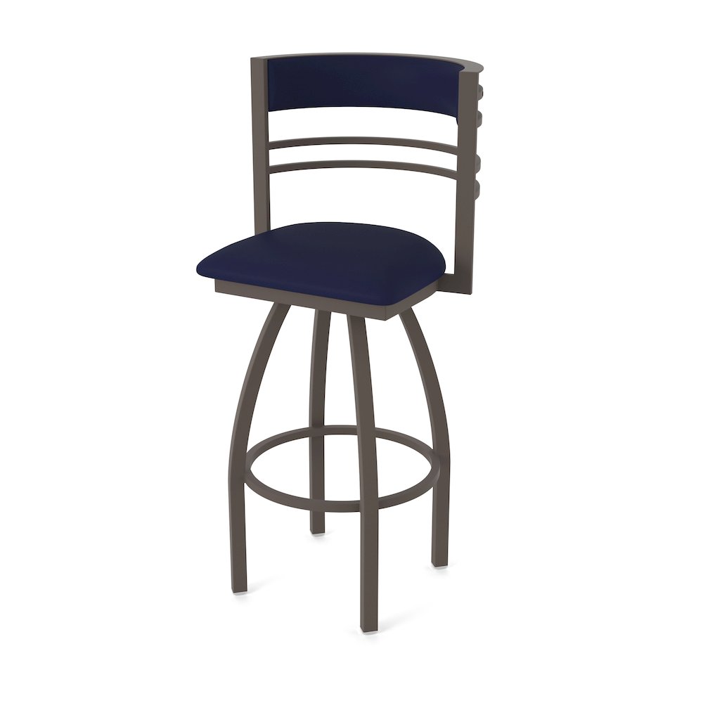 Swivel Counter Stool with Bronze Finish and Canter Twilight Seat and Back. Picture 1