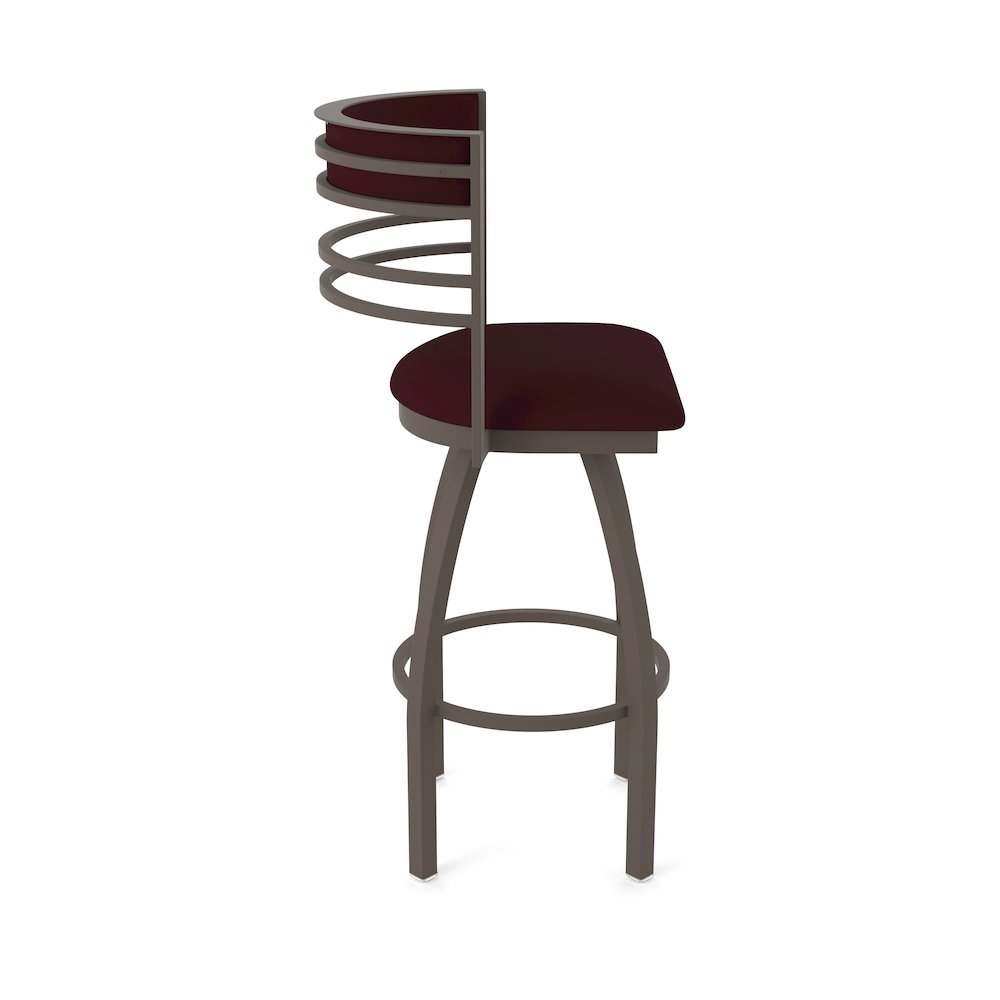 Swivel Counter Stool with Bronze Finish and Canter Bordeaux Seat and Back. Picture 4