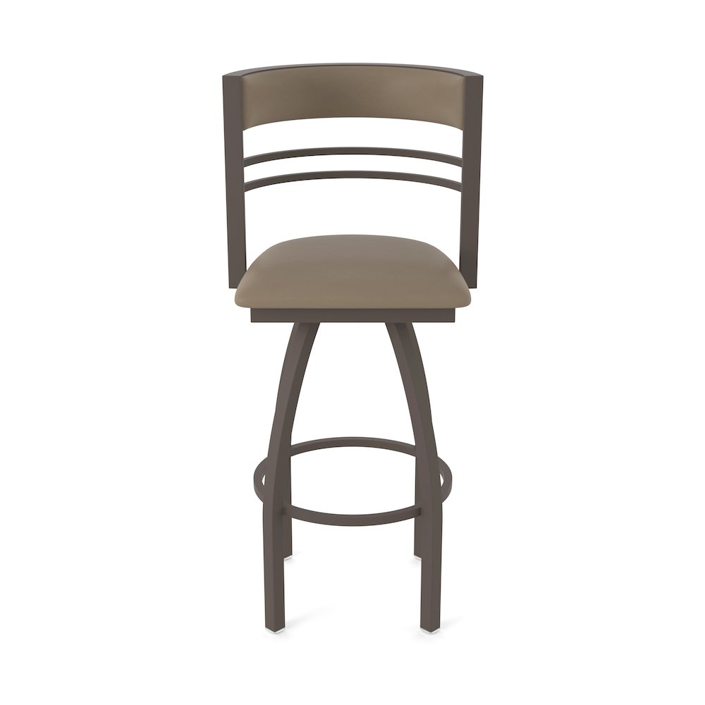 Swivel Counter Stool with Bronze Finish and Canter Earth Seat and Back. Picture 5