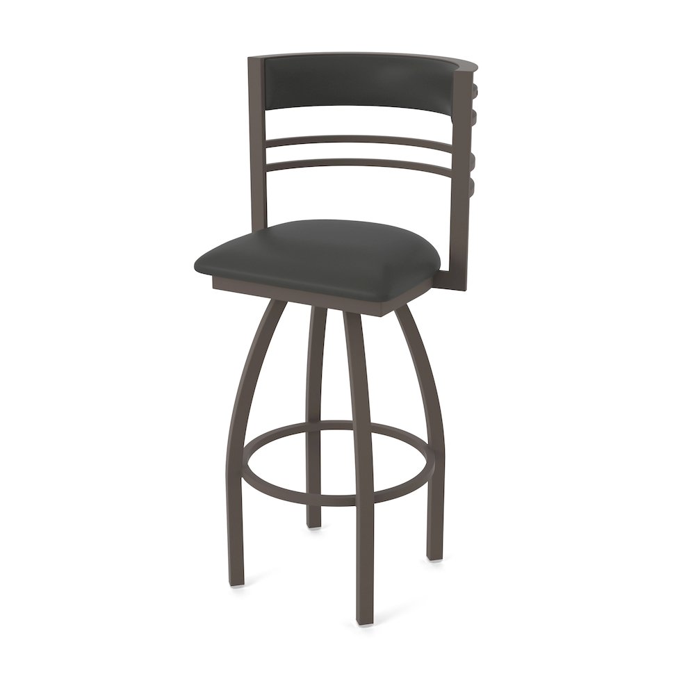 Swivel Counter Stool with Bronze Finish and Canter Iron Seat and Back. Picture 1