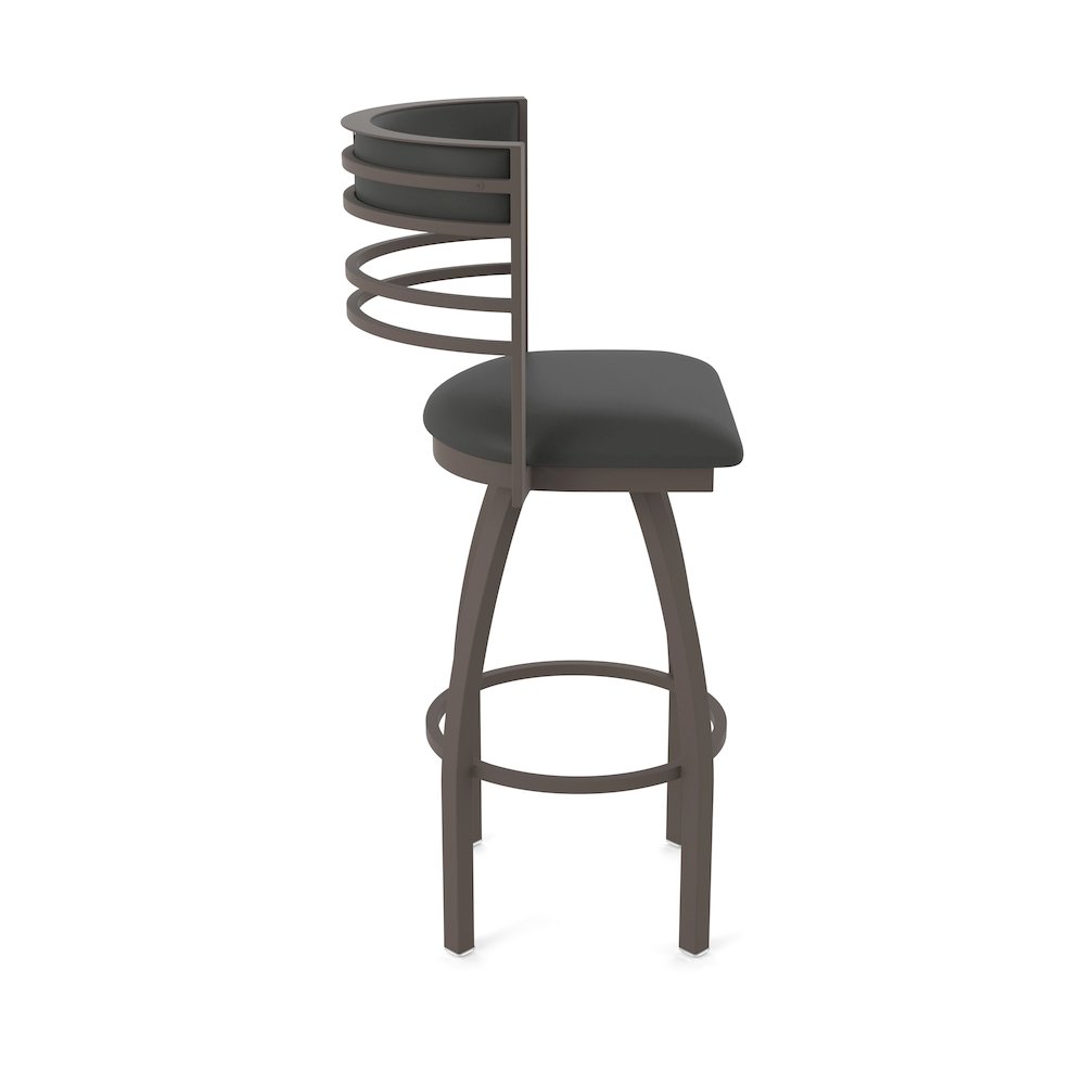 Swivel Counter Stool with Bronze Finish and Canter Iron Seat and Back. Picture 4