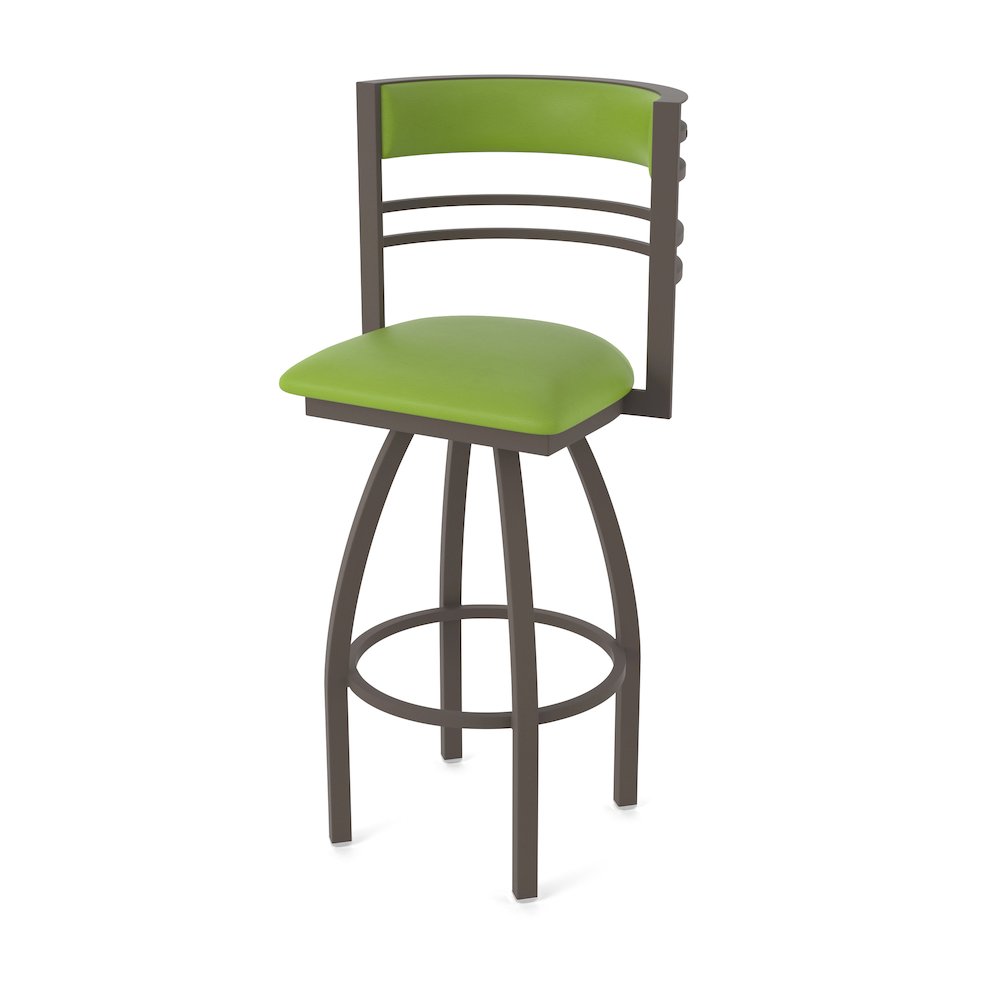 Swivel Counter Stool with Bronze Finish and Canter Kiwi Green Seat and Back. Picture 1