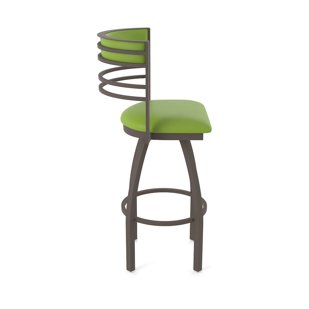 Swivel Counter Stool with Bronze Finish and Canter Kiwi Green Seat and Back. Picture 4