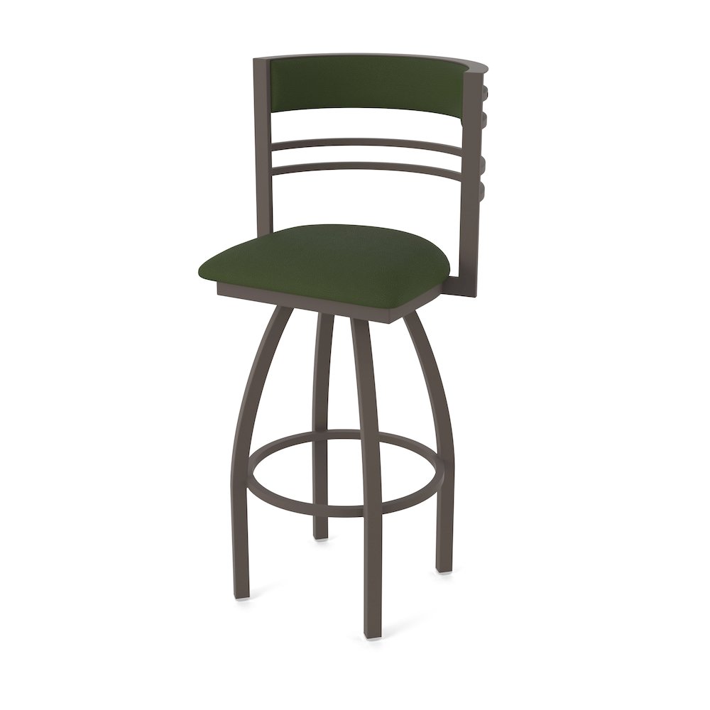 Swivel Counter Stool with Bronze Finish and Canter Pine Seat and Back. Picture 1