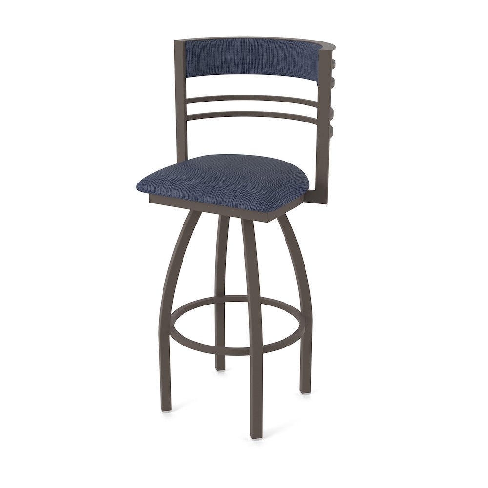 Swivel Counter Stool with Bronze Finish and Graph Anchor Seat and Back. Picture 1
