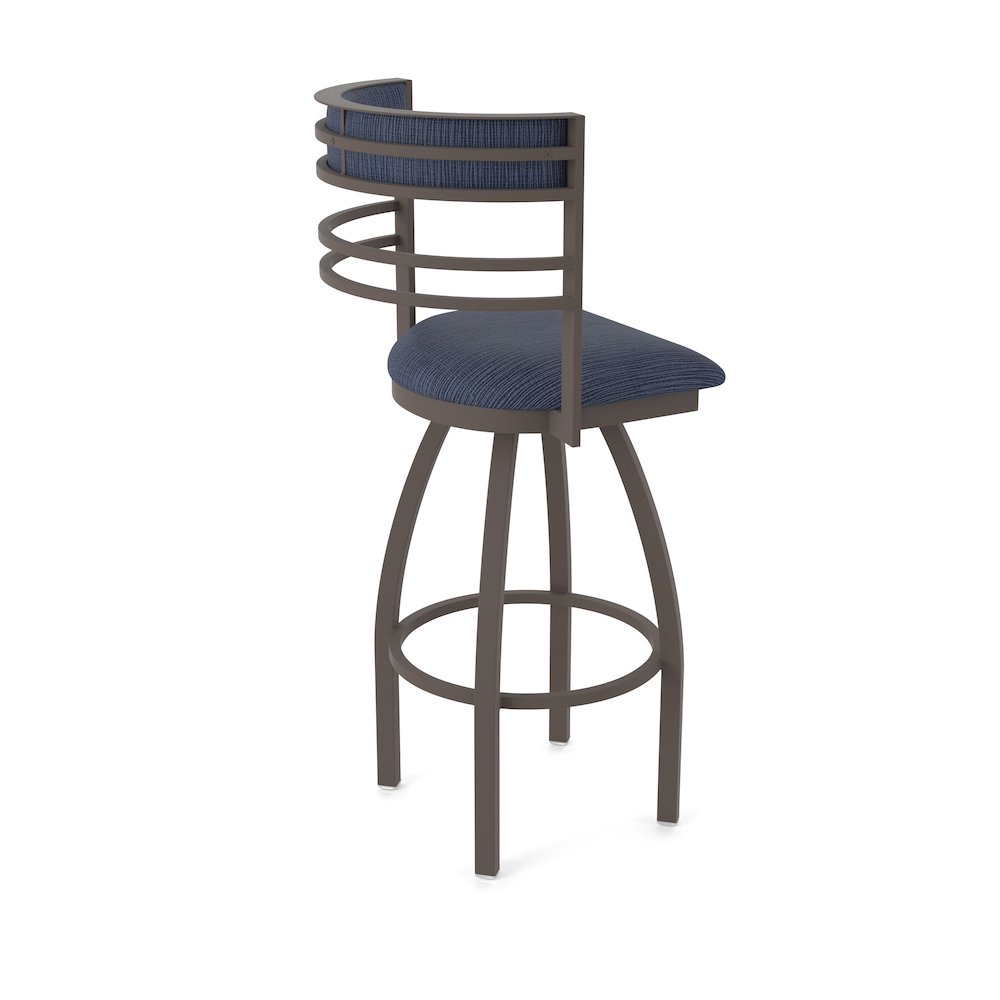 Swivel Counter Stool with Bronze Finish and Graph Anchor Seat and Back. Picture 2