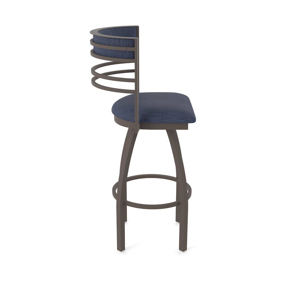 Swivel Counter Stool with Bronze Finish and Graph Anchor Seat and Back. Picture 4
