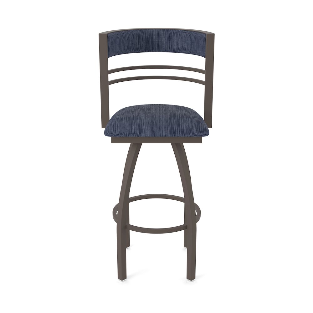 Swivel Counter Stool with Bronze Finish and Graph Anchor Seat and Back. Picture 5