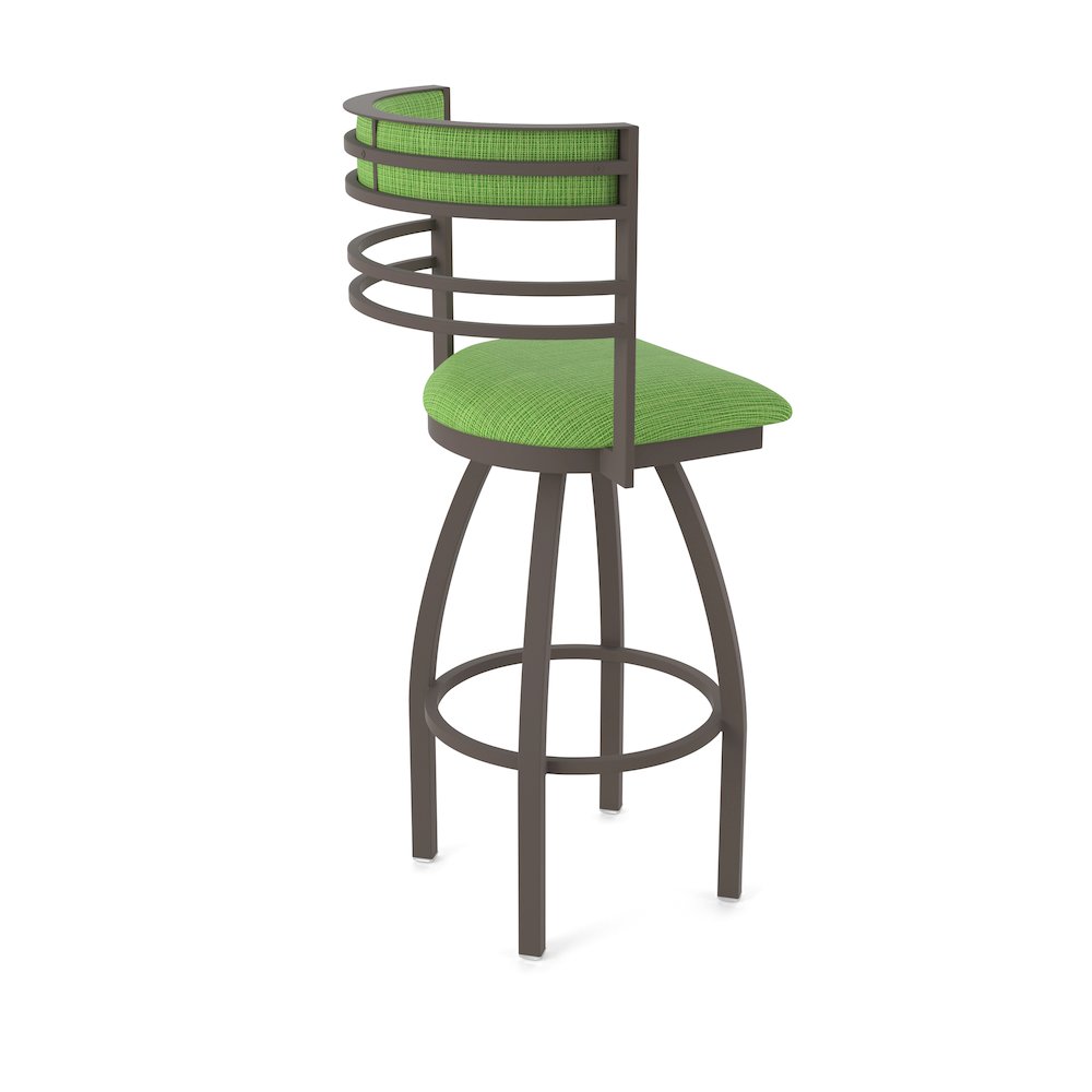 Swivel Counter Stool with Bronze Finish and Graph Parrot Seat and Back. Picture 2