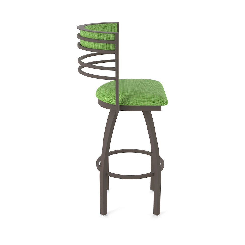 Swivel Counter Stool with Bronze Finish and Graph Parrot Seat and Back. Picture 4