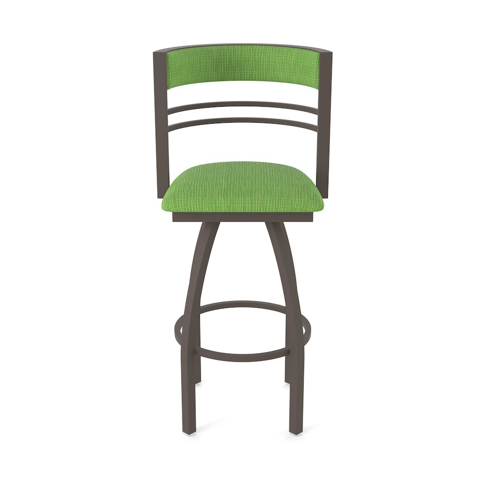 Swivel Counter Stool with Bronze Finish and Graph Parrot Seat and Back. Picture 5