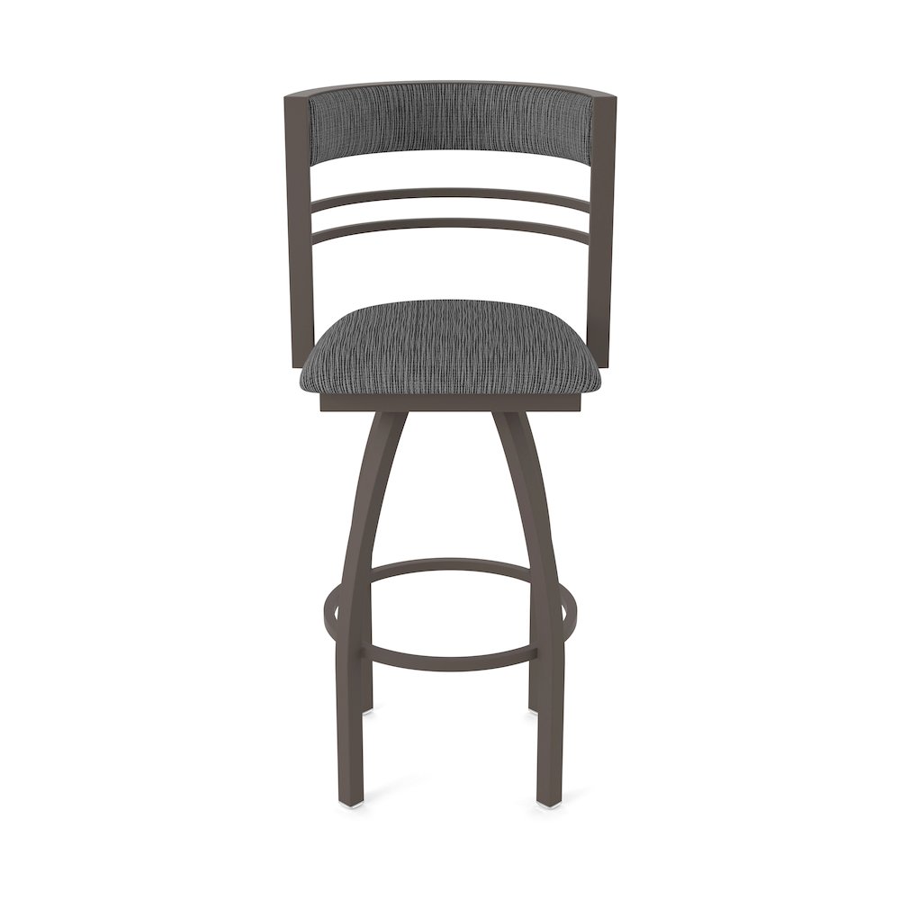 Swivel Counter Stool with Bronze Finish and Graph Coal Seat and Back. Picture 5