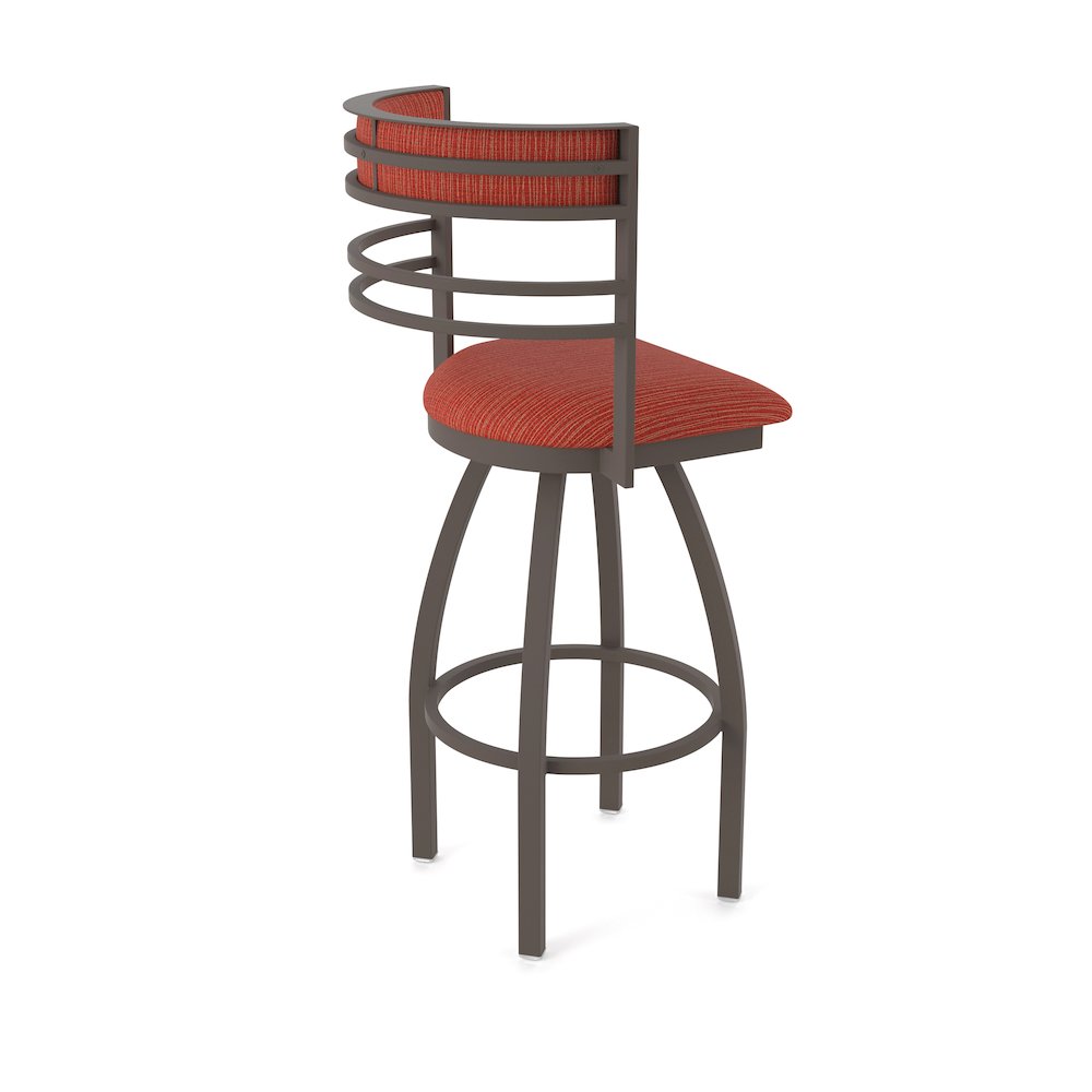 Swivel Counter Stool with Bronze Finish and Graph Poppy Seat and Back. Picture 2